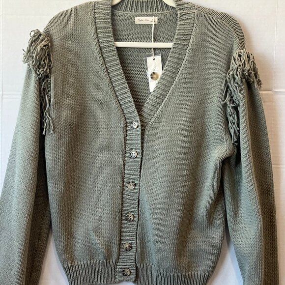Rylee + Cru Sweaters - Women - S - NWT Rylee + Cru Women's Fringe Cardigan Laurel Green